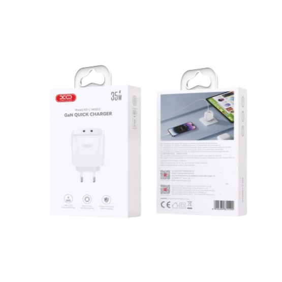 Мережевий зарядний пристрій XO L140/35W 2xUSB-C White